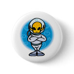 Alien in space suit pinback buttons