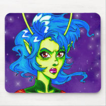 Alien Invader Girl mousepads