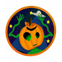 Alien Jack-O-Lantern 2-Sided Women's Dark Shirts