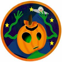Alien Jack-O-Lantern 2-Sided Women's Shirts