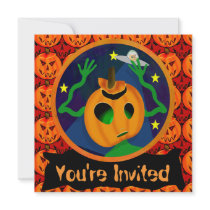 Alien Jack-O-Lantern Invitations