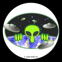 Alien Kilroy Sticker