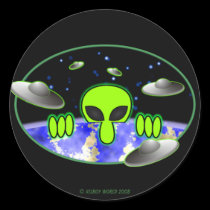 Alien Kilroy Sticker