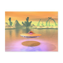 Alien Lake UFO Take Off Postcard