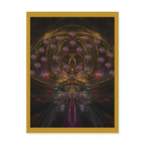 ALIEN LANDING - GOLD POST CARD