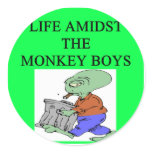 alien life amidst the monkey boys round stickers
