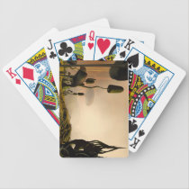 Alien misty desert landscape playing cards