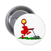 Alien Mowing Lawn 2 Inch Round Button