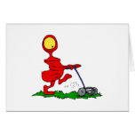 Alien Mowing Lawn Greeting Card