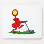 Alien Mowing Lawn Mousepads