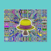 Alien Mushroom Spaceship Postcard postcards