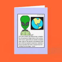 Alien News Reader Birthday Card cards