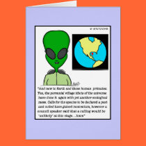 Alien News Reader Birthday Card cards