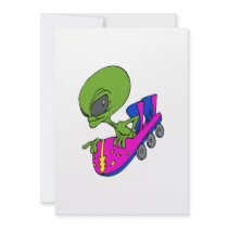 Alien on Coaster Personalized Invitation