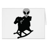 alien on rocking horse icon cards