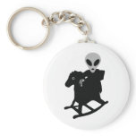 alien on rocking horse icon key chains