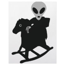 alien on rocking horse icon letterhead design
