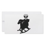 alien on rocking horse icon photo card template