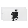 alien on rocking horse icon photo card template