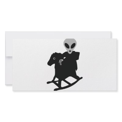 alien on rocking horse icon photo card template by TomaniacLines