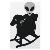alien on rocking horse icon customized stationery