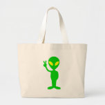 Alien Peace Sign Tote Bags