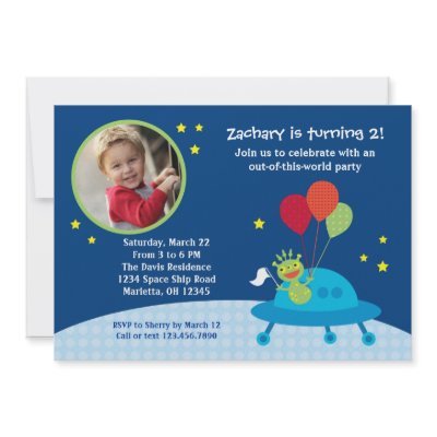 Alien Photo Birthday Party Invitation by marlenedesigner
