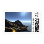 Alien Planet Landscape Stamp