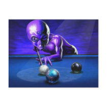 Alien Playing Pool Post Cards
