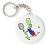 Alien playing tennis keychain