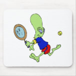 Alien playing tennis mouse pad