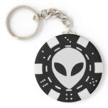 alien poker chip black key chain