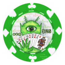 Alien Poker Chip Sticker