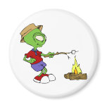 Alien roasting marshmallows refrigerator magnets