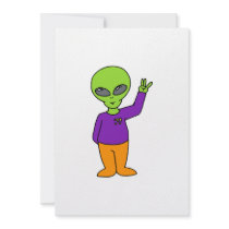 Alien Saluting Personalized Invitations