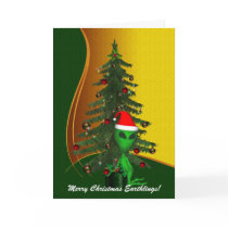 Alien Santa Christmas Ornament Greeting Card