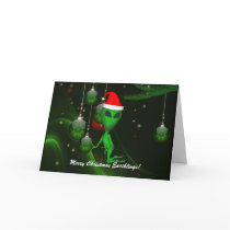 Alien Santa Christmas Ornament Greeting Card