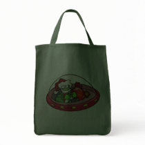 Alien Santa in UFO: Out of this world Christmas! Canvas Bags