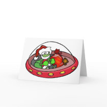 Alien Santa in UFO: Out of this world Christmas! Greeting Cards