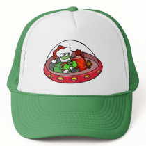 Alien Santa in UFO: Out of this world Christmas! Trucker Hats