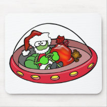 Alien Santa in UFO: Out of this world Christmas! Mousepads