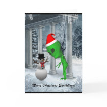 Alien Santa Meets Snowman Greeting Card