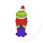 Alien Santa Round Sticker