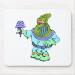 Alien scared of ice cream mouse pad