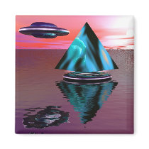 Alien ship and pyramid magnet