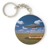 Alien Ship Burning landscape Key Chains