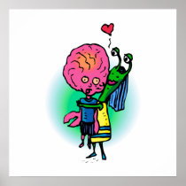 Alien Sister Hugging Brother Posters