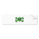 Alien Skull Green Crossbones Bumper Sticker