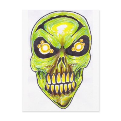 Alien Skull Post Cards by amandajaneday