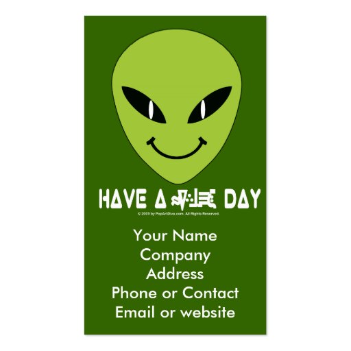 Alien Smiley Face Business - Profile Card Business Card Template (front side)